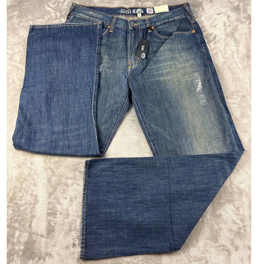 Guess Jeans Men 36 Cliff Bootcut Santa Fe Wash Blue Denim NEW